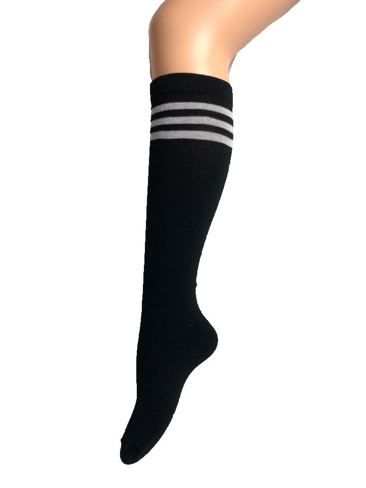 Women's Top 3 Line Striped Athletic Style Knee High Socks – Sox & More