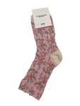 Women's Floral Embossed Crew Length Socks Made in KOREA