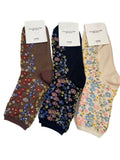 Women's Floral Embossed Crew Length Socks Made in KOREA