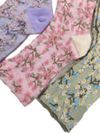 Women's Floral Embossed Crew Length Socks Made in KOREA