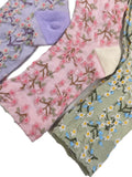 Women's Floral Embossed Crew Length Socks Made in KOREA