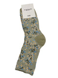 Women's Floral Embossed Crew Length Socks Made in KOREA