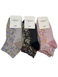 Women's Floral Embossed Low Cut Ankle Socks Made in KOREA