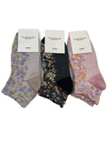 Women's Floral Embossed Low Cut Ankle Socks Made in KOREA