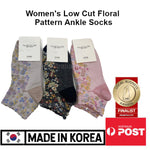 Women's Floral Embossed Low Cut Ankle Socks Made in KOREA