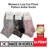 Women's Floral Embossed Low Cut Ankle Socks Made in KOREA