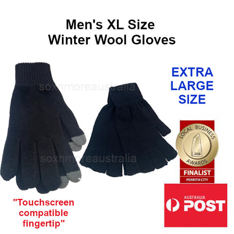 Men's Extra Large XL Size Knitted Winter Gloves Full Fingered & Fingerless