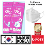 5x Pieces WHITE KF94 Face Masks MADE IN KOREA