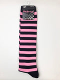 Women’s Striped Knee High Socks (Black)