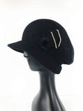 Women's Capped Angora Beret with Diamante Detailing