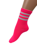 Women's Fluoro Neon Triple Striped Colourful Crew Socks