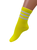 Women's Fluoro Neon Triple Striped Colourful Crew Socks