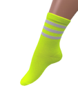 Women's Fluoro Neon Triple Striped Colourful Crew Socks