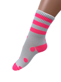 Women's Fluoro Neon Tri-Stripe and Polka Dot Print Crew Socks