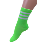 Women's Fluoro Neon Triple Striped Colourful Crew Socks