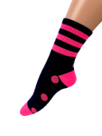 Women's Fluoro Neon Tri-Stripe and Polka Dot Print Crew Socks