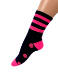 Women's Fluoro Neon Tri-Stripe and Polka Dot Print Crew Socks