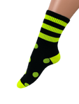 Women's Fluoro Neon Tri-Stripe and Polka Dot Print Crew Socks