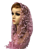 Women's Floral Glitter Triangle Lace Scarf Catholic Mass Veil