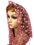 Women's Floral Glitter Triangle Lace Scarf Catholic Mass Veil