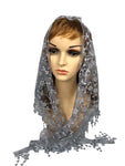 Women's Floral Glitter Triangle Lace Scarf Catholic Mass Veil