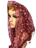 Women's Floral Glitter Triangle Lace Scarf Catholic Mass Veil