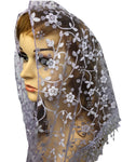 Women's Floral Glitter Triangle Lace Scarf Catholic Mass Veil