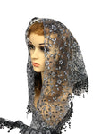 Women's Floral Glitter Triangle Lace Scarf Catholic Mass Veil