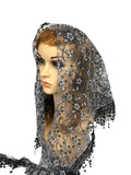 Women's Floral Glitter Triangle Lace Scarf Catholic Mass Veil