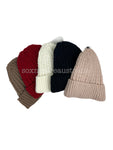 Faux Fur Lined Plain Foldover Basic Knitted Short Beanie