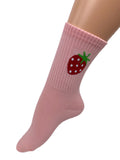 Women's Fruit Print Ribbed Ankle Crew Socks