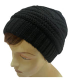 Unisex Slouchy Knitted Open Back Ponytail Hole Beanie