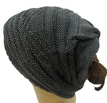 Unisex Slouchy Knitted Open Back Ponytail Hole Beanie