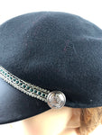 Women's Chain Detail Wool Felt Baker Boy Cap