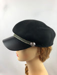 Women's Chain Detail Wool Felt Baker Boy Cap