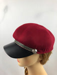 Women's Chain Detail Wool Felt Baker Boy Cap