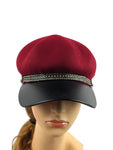 Women's Chain Detail Wool Felt Baker Boy Cap