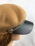 Women's Chain Detail Wool Felt Baker Boy Cap