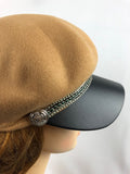 Women's Chain Detail Wool Felt Baker Boy Cap