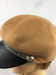 Women's Chain Detail Wool Felt Baker Boy Cap