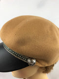 Women's Chain Detail Wool Felt Baker Boy Cap