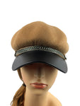 Women's Chain Detail Wool Felt Baker Boy Cap