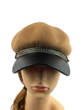 Women's Chain Detail Wool Felt Baker Boy Cap