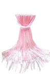 Women's Lightweight Sheer Sparkle Glitter Scarf with Pearl Detail Tassel