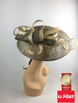 Scala Sinamay Snakeskin Print Wide Brim Fascinator Statement Hat