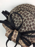 Scala Sinamay Leopard Print Wide Brim Fascinator Statement Hat