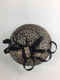 Scala Sinamay Leopard Print Wide Brim Fascinator Statement Hat