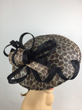 Scala Sinamay Leopard Print Wide Brim Fascinator Statement Hat