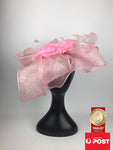 Scala Sinamay Big Flower Fascinator Hat Baby Pink