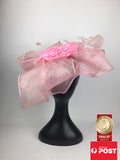 Scala Sinamay Big Flower Fascinator Hat Baby Pink